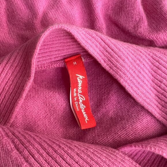 Hanna Andersson Sweater M Pink 100% Cashmere V-neck Long Sleeve Solid Barbiecore - Picture 11 of 13